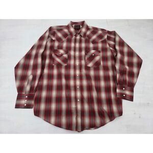 Vintage Plains Western Wear Shirt Men L Pearl Snap Button Cowboy Ranch Rodeo